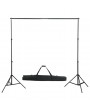 Photo studio set with light set, background and reflector