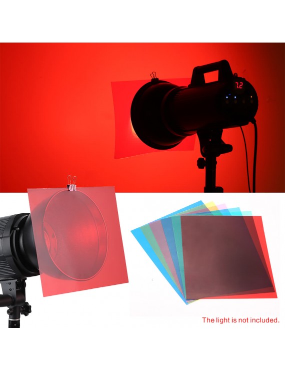 6pcs 25 * 20cm Transparent Lighting Color Correction Gel Sheets Filter Set for Flash Light Speedlite