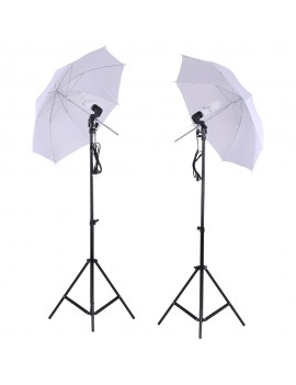 Photo Studio Lighting Kit Set 2Pcs 2 Meters 6.6Ft Light Stand + 2Pcs 33 Inch White Soft Light Umbrella + 2Pcs 45W Light Bulb +2Pcs Swivel Light Socket
